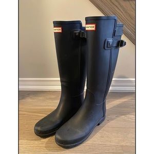 Tall Black Hunter Boots with refined Back strap Size 7